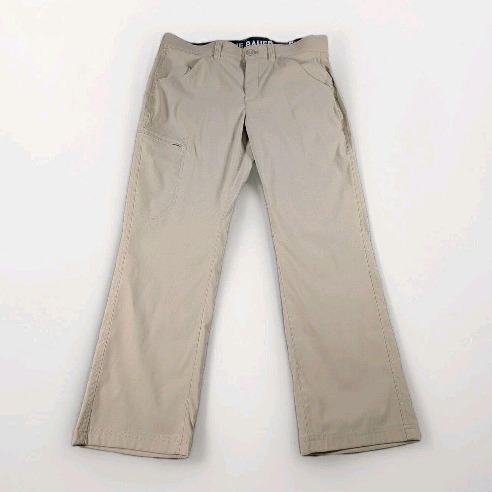 Eddie Bauer Rainer Tech Pants Mens 34x29 Tan Cargo Hiking Stretch